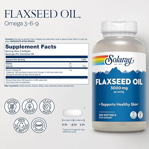 Miniatura 2 de Solaray Aceite de linaza gel blando Btl-plástico 1000 mg 240 unidades