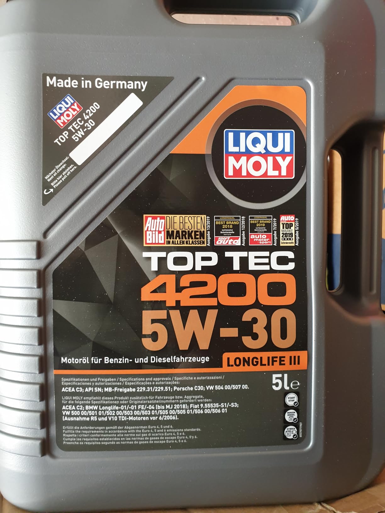 LIQUI MOLY Top Tec 4200 Engine Oil 5W-30 5 Litres & 1 Litre | 6 Litre ...
