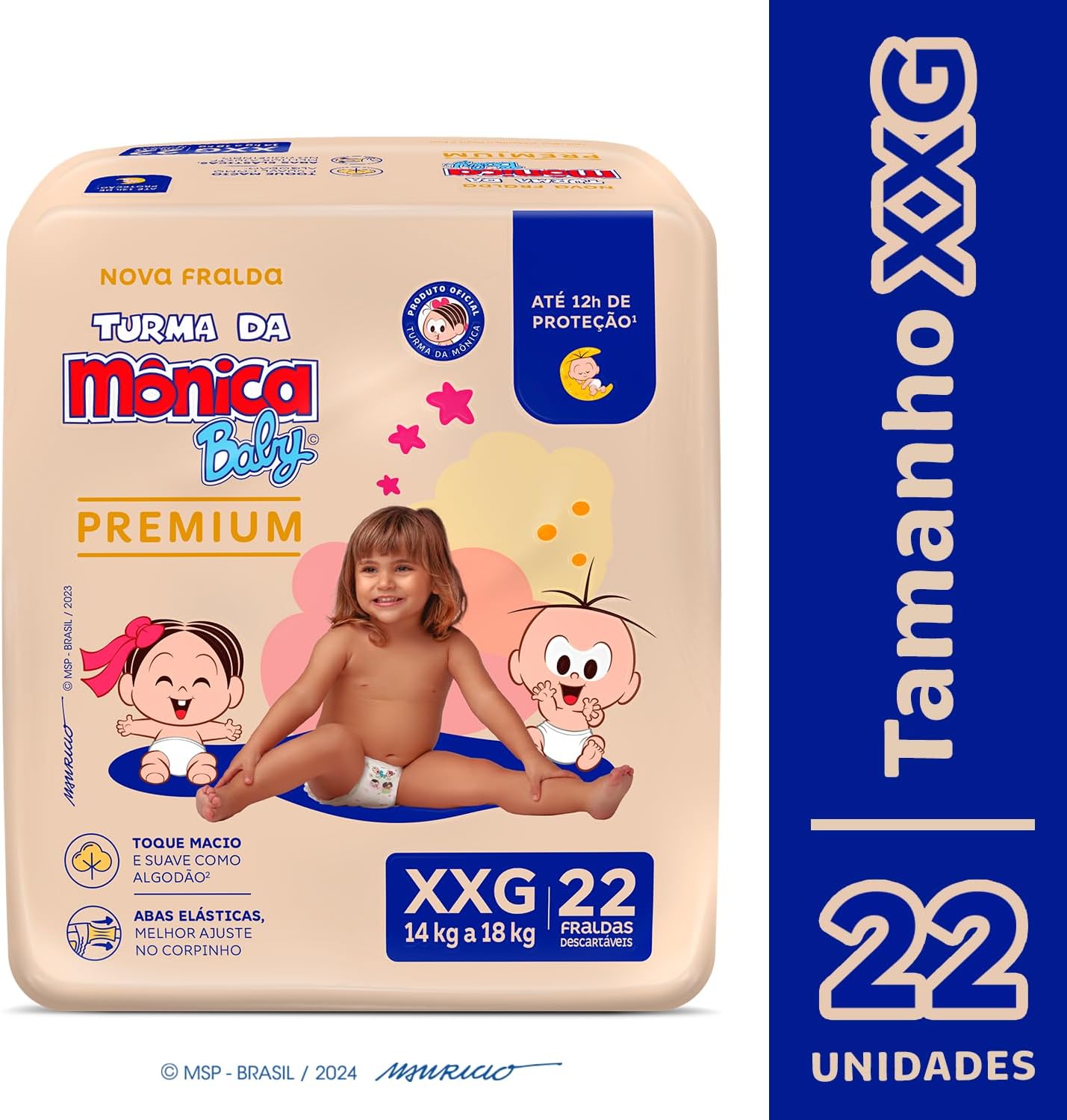 Turma da Mônica Baby Premium Econômica XXG 22 Unidades Turma da Mônica Baby Premium Econômica XXG 22 Unidades