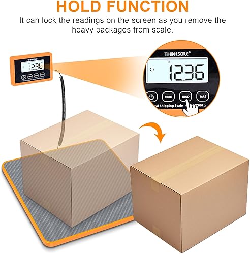 Miniatura 3 de THINKSCALE Báscula de envío, báscula postal de precisión de 0.35 oz (10 g), capacidad de 440 libras, báscula de franqueo ligera para paquetes,