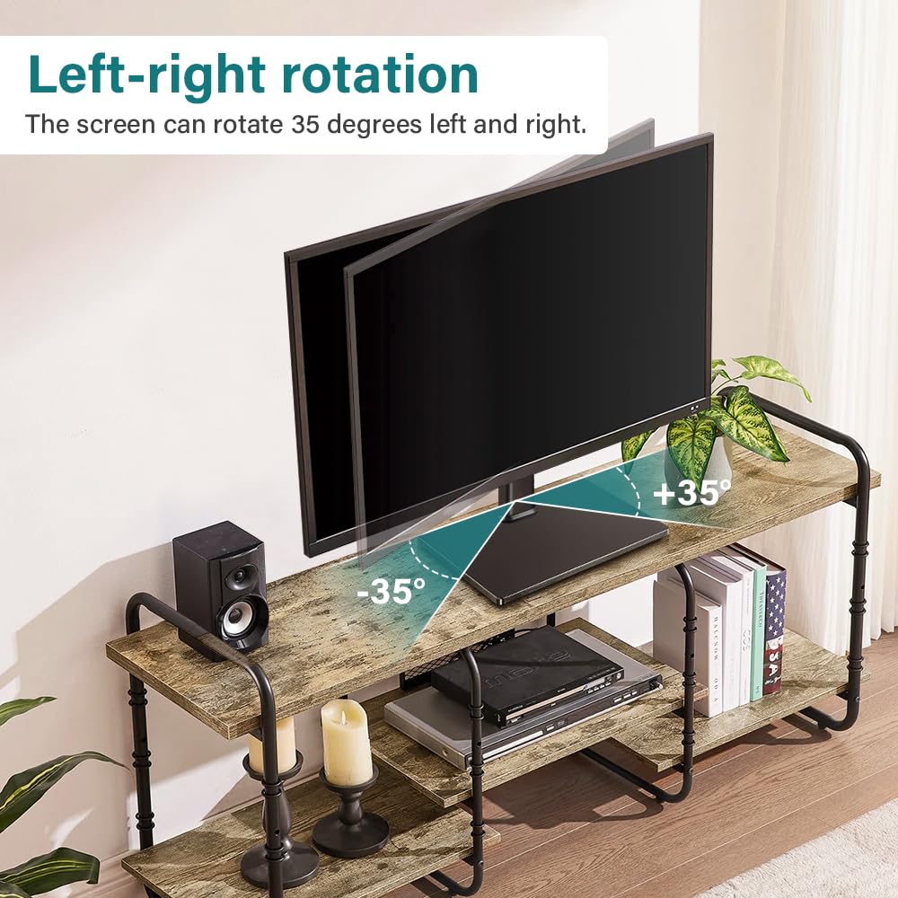 BFTOU Support TV Universel pour téléviseurs de 27 à 75 Pouces pivotant +/-35° réglable en Hauteur Base TV VESA Max 400 x 400 mm, Peut Supporter jusqu'à 35 kg, Noir