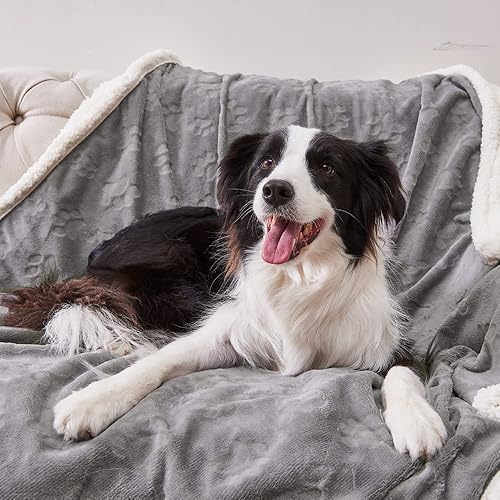 Miniatura 2 de Qeils Mantas para perros medianos  Manta impermeable para gatos lavable  Manta de forro polar Sherpa para cachorros, protector de manta reversible