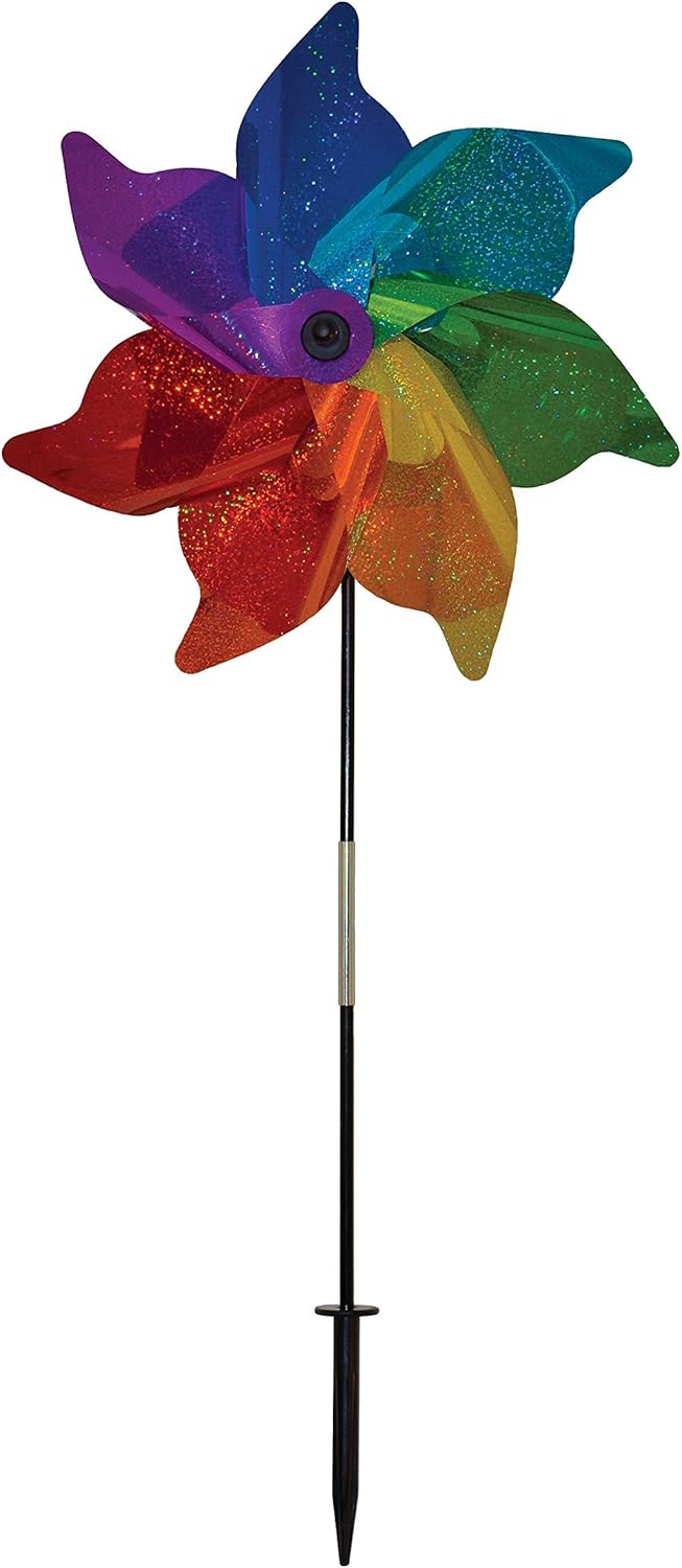 In the Breeze 2870 Rainbow Poly Petal Pinwheel Spinner, 18 Inch, Poly-18in
