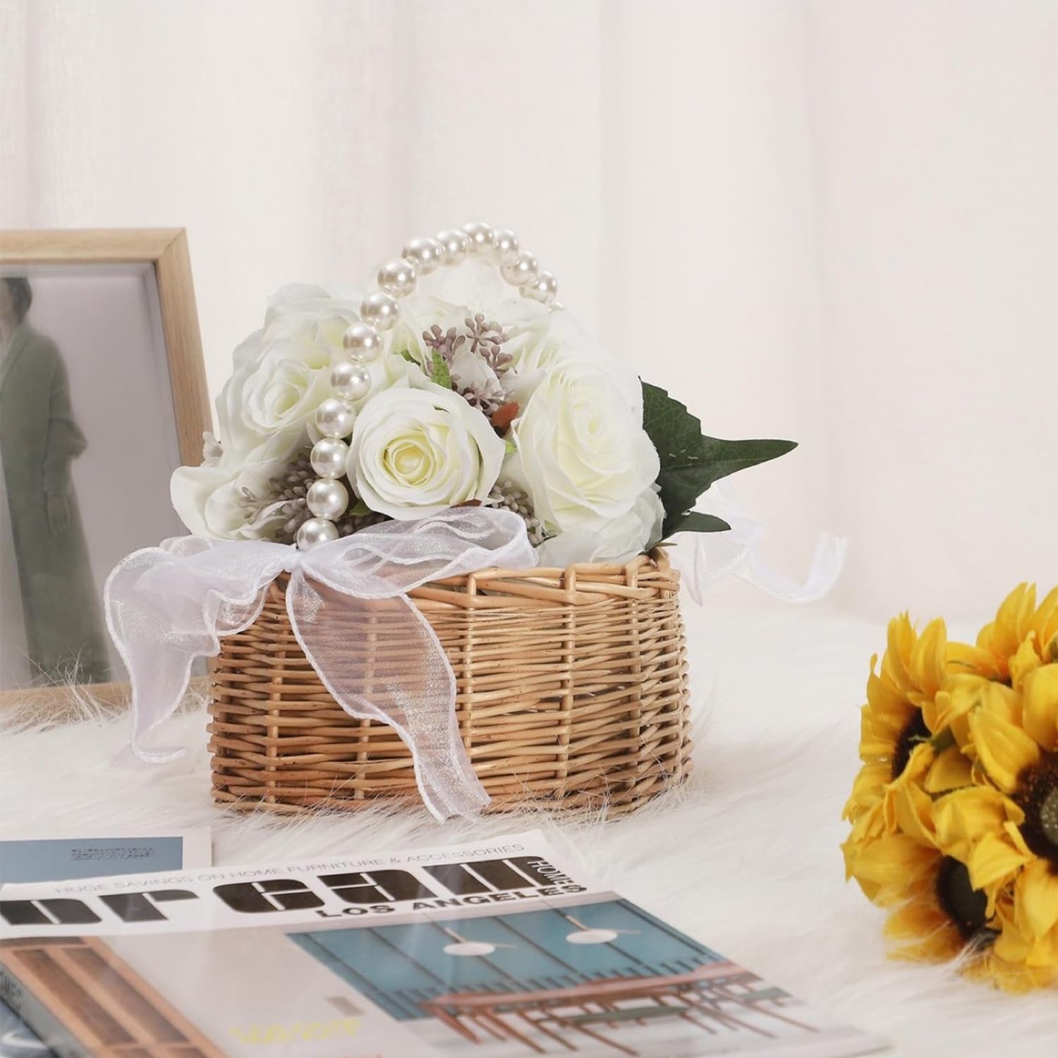 2 Pièces Corbeilles En Osier Avec Anse, Panier Mariage, Panier Avec Anse, Panier Osier, Petit Panier Osier Mariage, Panier En Osier Avec Anse, Pour Mariage, Décoration, Fruits