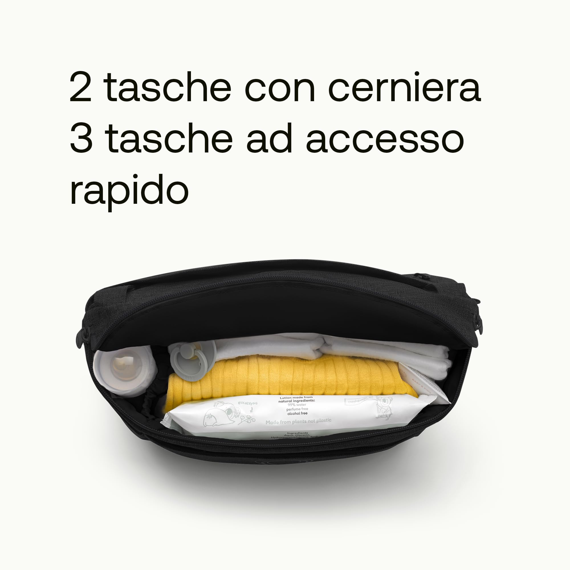 Bugaboo Organizer Multitasche Passeggino, Compatto e con Tasche Facili da Raggiungere, Accessorio Indispensabile per gli Oggetti Essenziali del Tuo Bambino, in Midnight Black