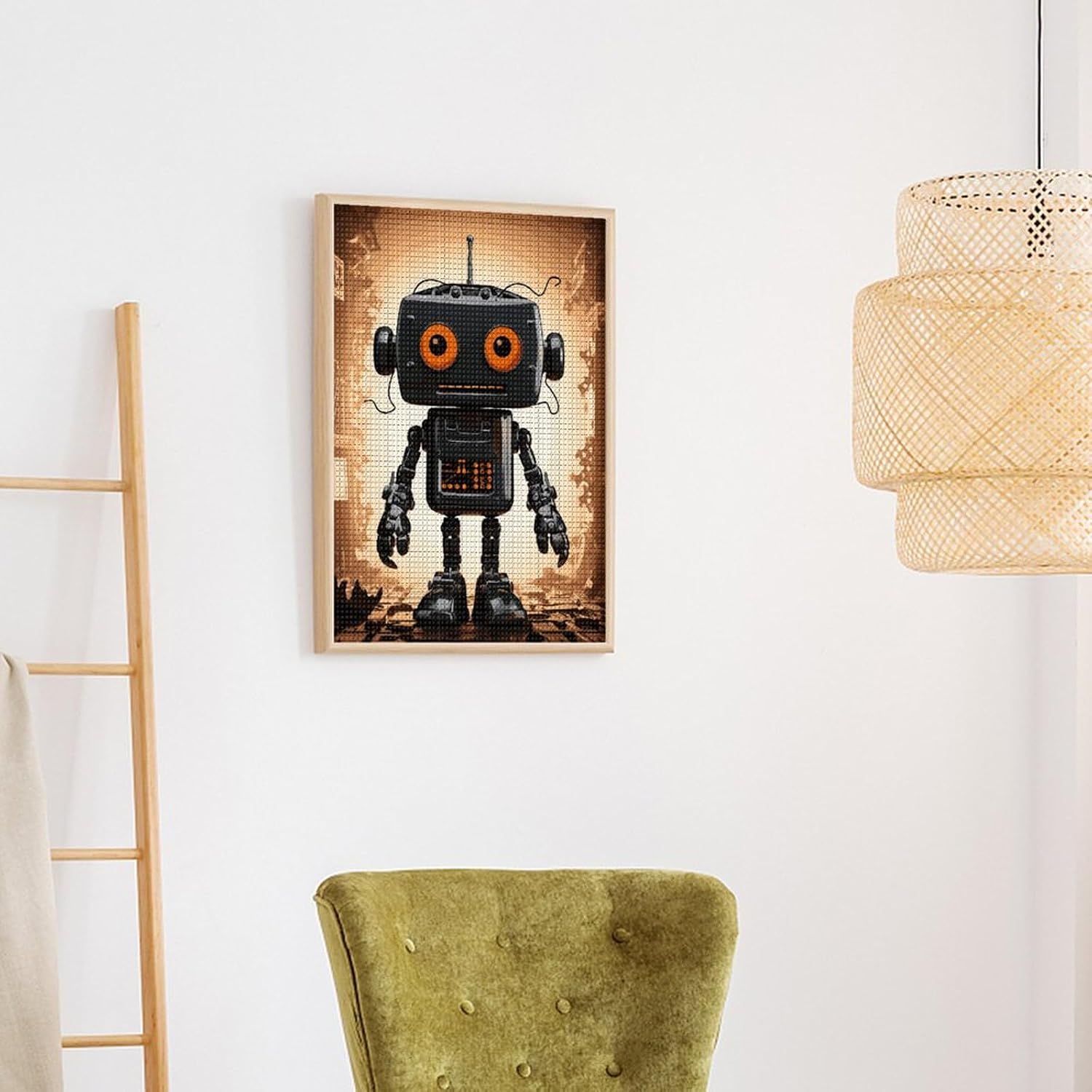 KMRHOUTIQ Black Robot 5D Diamond Painting Kit for Adults Beginners DIY Diamond Art Kits with Drill Tools Full Square Drill Dots Big Gem Art by Number Crafts for Home Wall Decoration 12x16 image 4