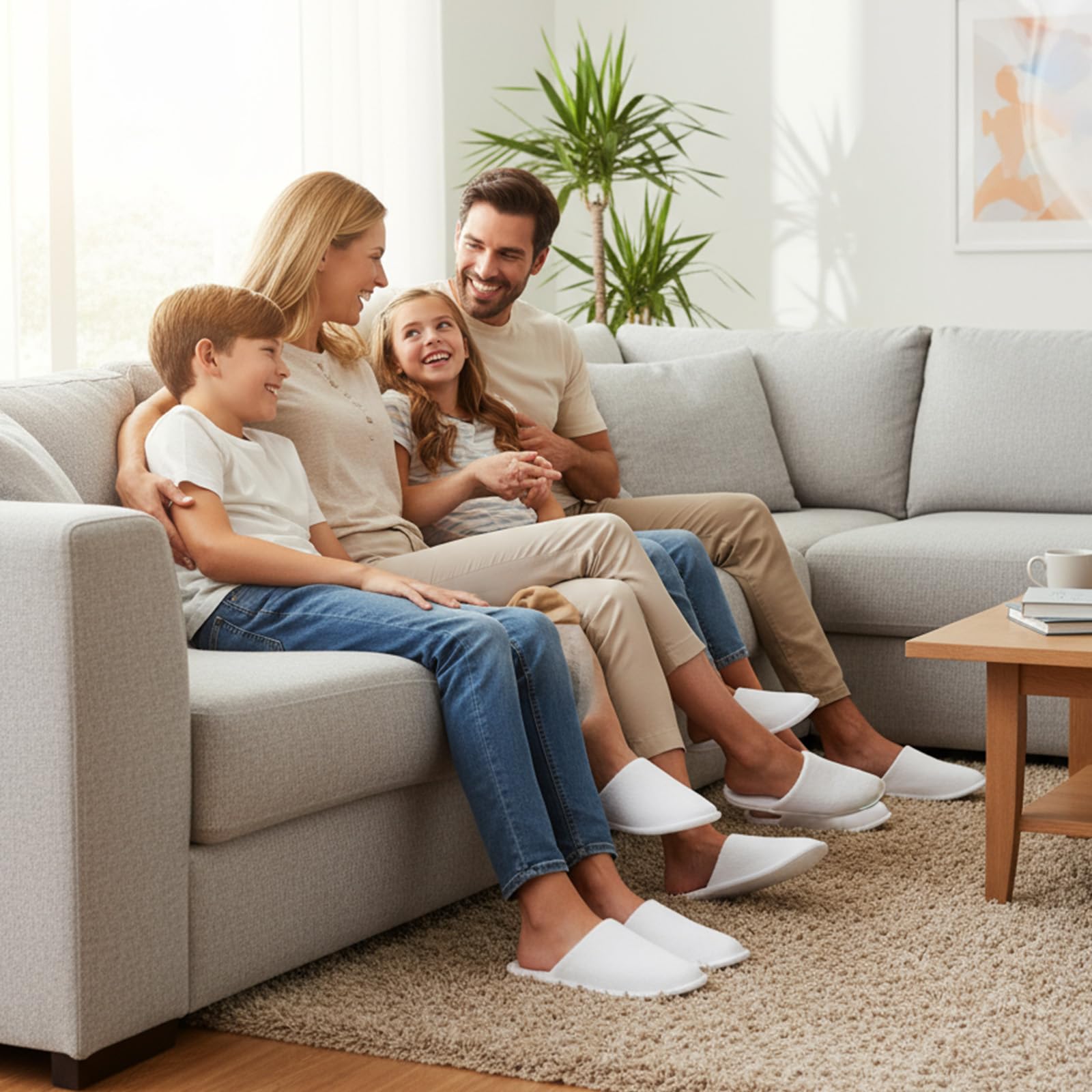 Xerteam 8 Paia Ciabatte Ospitidi, Pattine per Casa, Pantofole da Hotel, Taglia Universale, Unisex, Antiscivolo, Lavabili, Set di Pantofole per Ospiti per Viaggi in Hotel e Spa