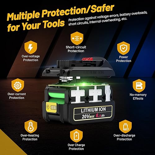 Miniatura 6 de ARyee Reemplazo de batería de 6.0Ah para Dewalt 20 voltios MAX batería de iones de litio DCB205 DCB200 DCB206 DCB206-2 DCB204 DCB204BT-2 DCB203