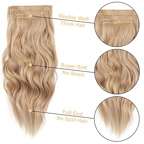 Miniatura 3 de 4 extensiones de cabello con clip de 20 pulgadas, extensiones de cabello sintético grueso con clip, para mujer (n. 24)