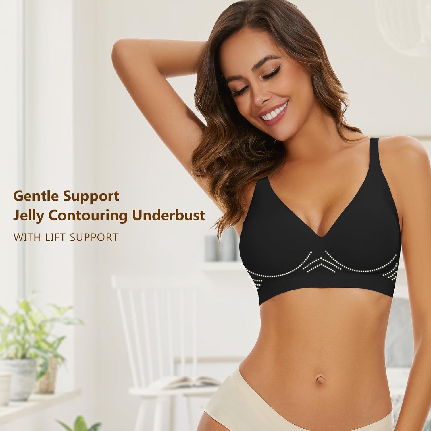 WOWENY Deep V Bras for Women No Underwire Smooth Wireless Bralettes Comfort Seamless Plunge Bra with Support - Image 2