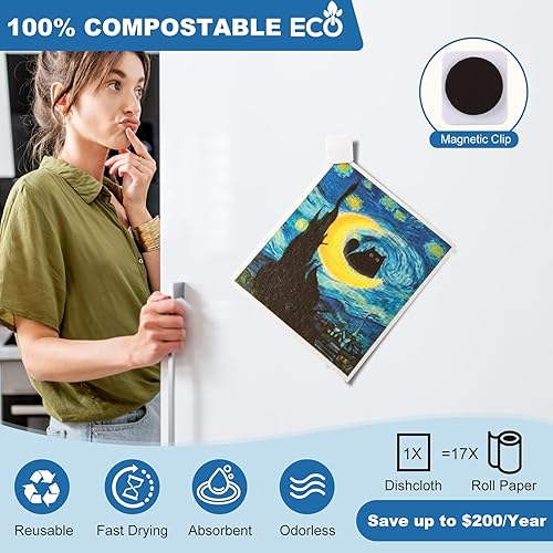 Miniatura 4 de Paquete de 8 paños suecos para cocina, paños suecos reutilizables para lavar platos, absorbentes, de secado rápido, toallas de papel reutilizables,