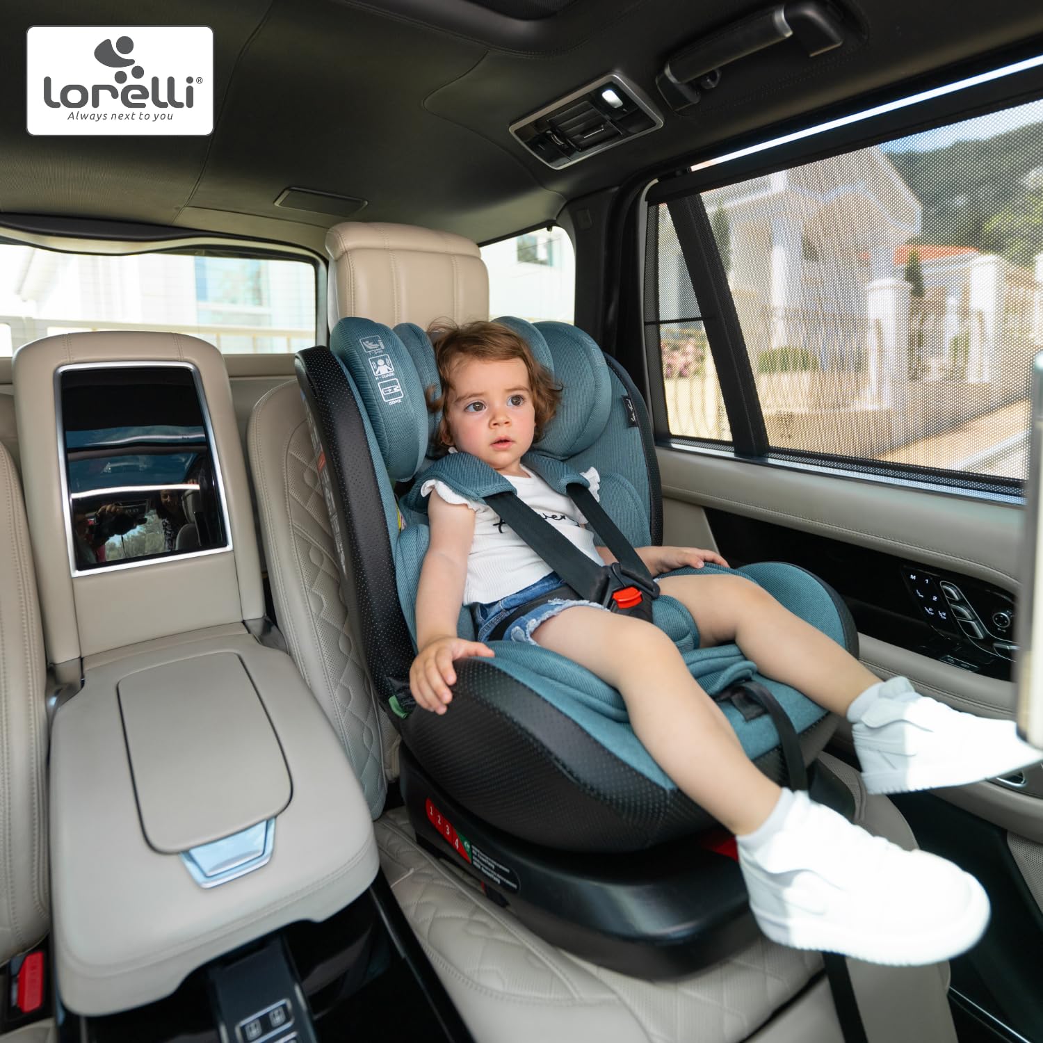 Lorelli Auto Kindersitz Nebula mit Isofix, 360 Grad drehbar, (0-36 kg) Mitwachsender Autositz i-Size 40-150cm - Gruppe 0+/1/2/3, Babysitz ab Geburt, 5-Punkt-Gurt, Einstellbare Kopfstütze, grau