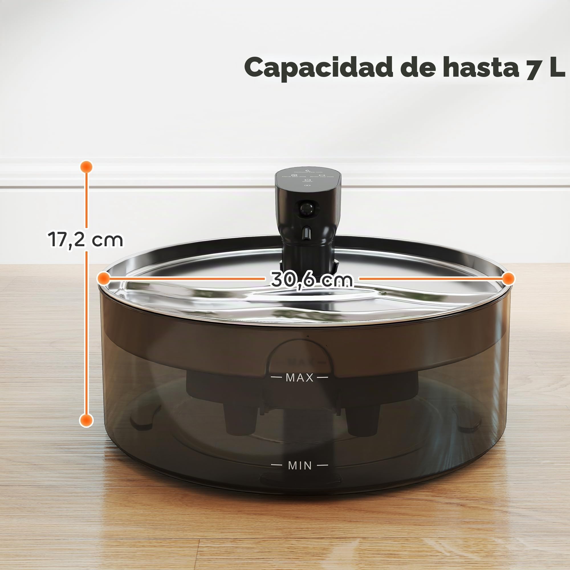 PawHut Fuente de agua para gatos de 7 l, acero inoxidable con bomba silenciosa, ventana de nivel de agua, filtro de carbón activo, sensor de movimiento, sistema de filtro, funciona con pilas, fuente