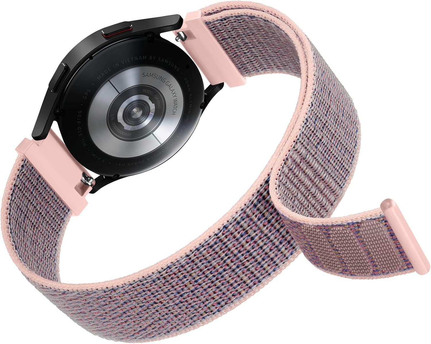 VANCLE Adjustable Nylon Watch Strap Quick Release 20mm Soft Breathable Sport Replacement Watch Bands for Women Men (Pink Sand)