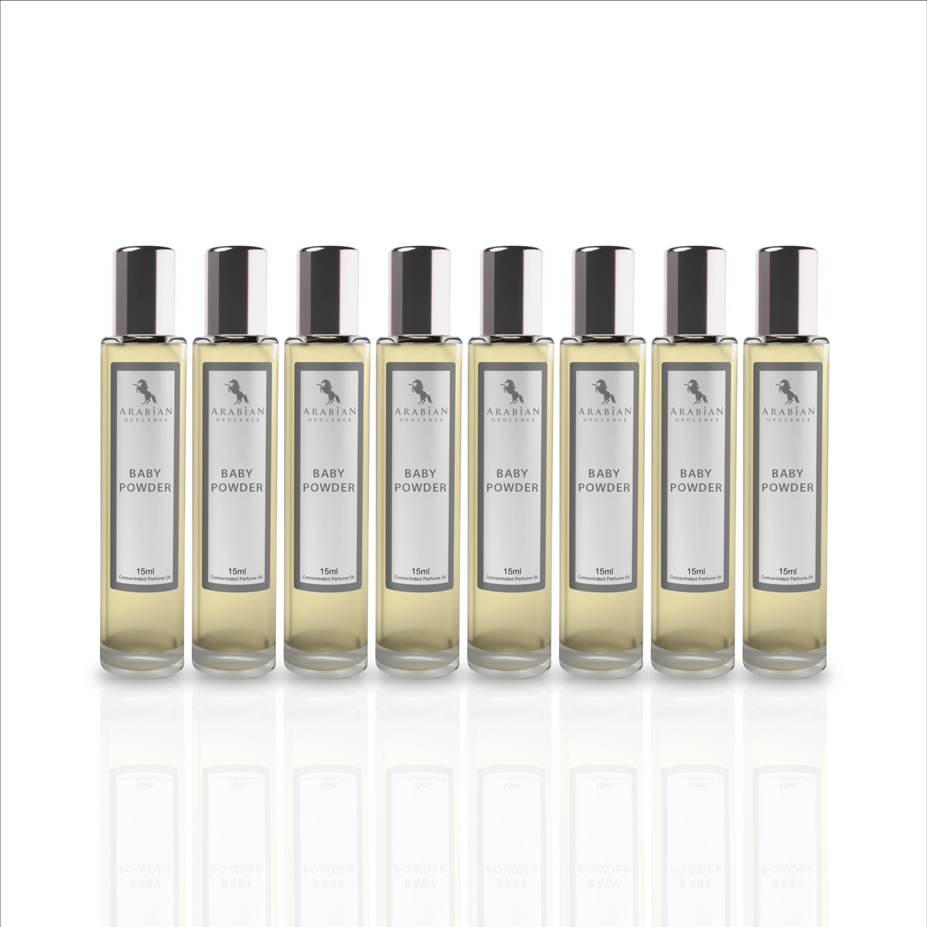 FR50 BABY POWDER Roll-on Perfume Oil | Concentrated Fragrance Body Oil | Long Lasting Oil Based Perfume for Men and Women | Travel Size Alcohol-Free Perfume Oil Bottle (15ML, 8 Pack)