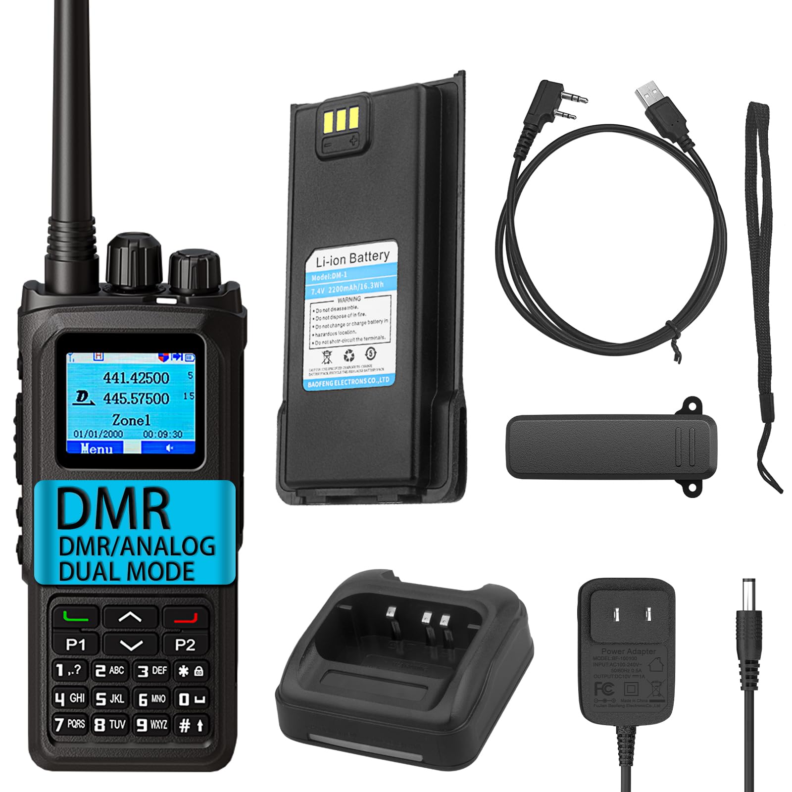BAOFENG DM-1701A DMR Radio,Dual Mode Analog/Digital Walkie Talkie 3,000-Channel Support OpenGD77 Equipped with Programming Cables (1 Pack)
