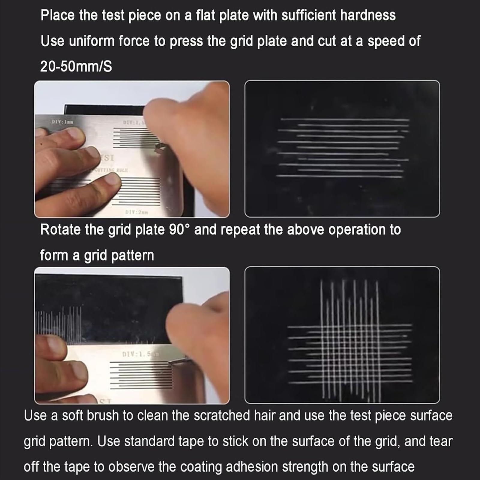Regla De Corte Transversal, Guía De Corte Transversal para Medir La Adherencia, Medidor De Adherencia De Cuadrícula De Cien Puntos, Espacio De Corte: 1 Mm, 1,5 Mm, 2 Mm, 3 Mm B