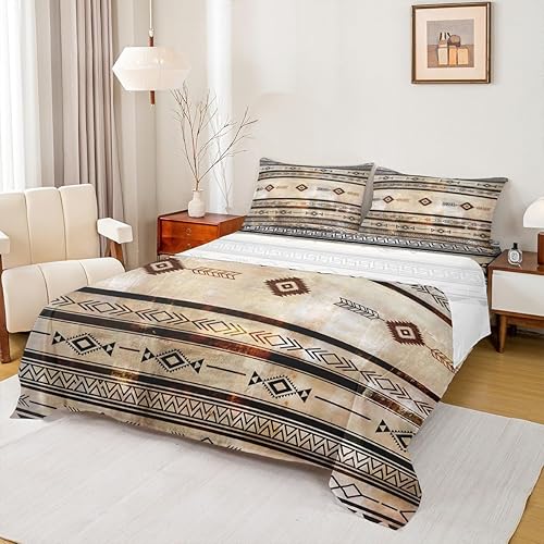 Miniatura 2 de Southwestern - Juego de sábanas geométricas tamaño Queen para niños y niños, sábanas tribales con sábana bajera de bolsillo profundo, diseño nativo