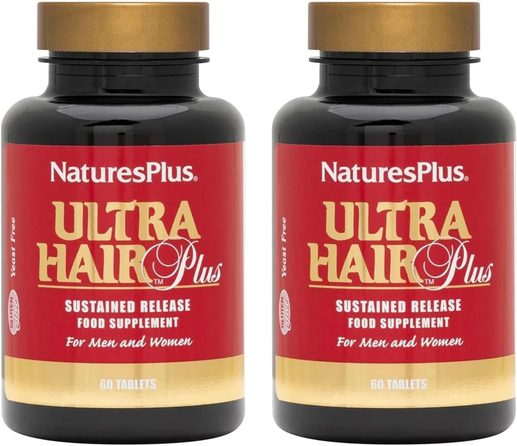 NaturesPlus Ultra Hair Plus - 60 Tablets, Pack of 2 - Sustained Release Formula for Men & Women - Gluten Free - 60 Total Servings