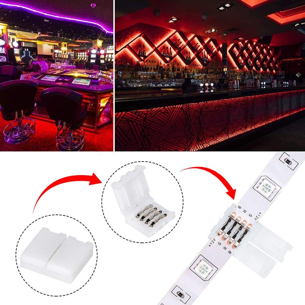 Jackyled L Shape 4-Pin 10 LED Strip To Wire Connector RGB Unwired Clips ...