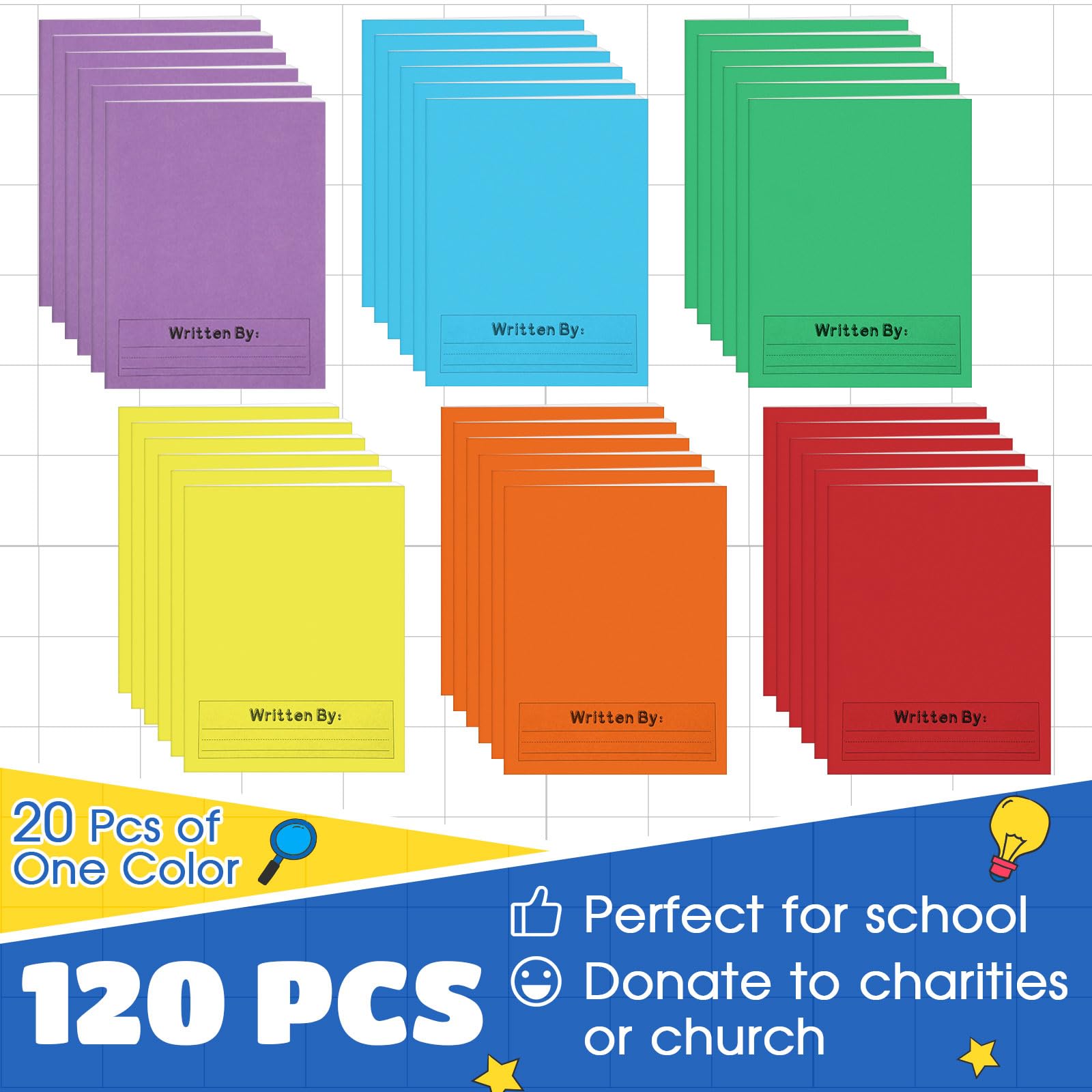 Henoyso 120 quaderni per composizione primaria K-2 9 3/4 x 7 1/2 pollici libro vuoto per scrivere storie, disegnare e scrivere diario, 60 pagine, diario di scrittura per il rientro a scuola forniture