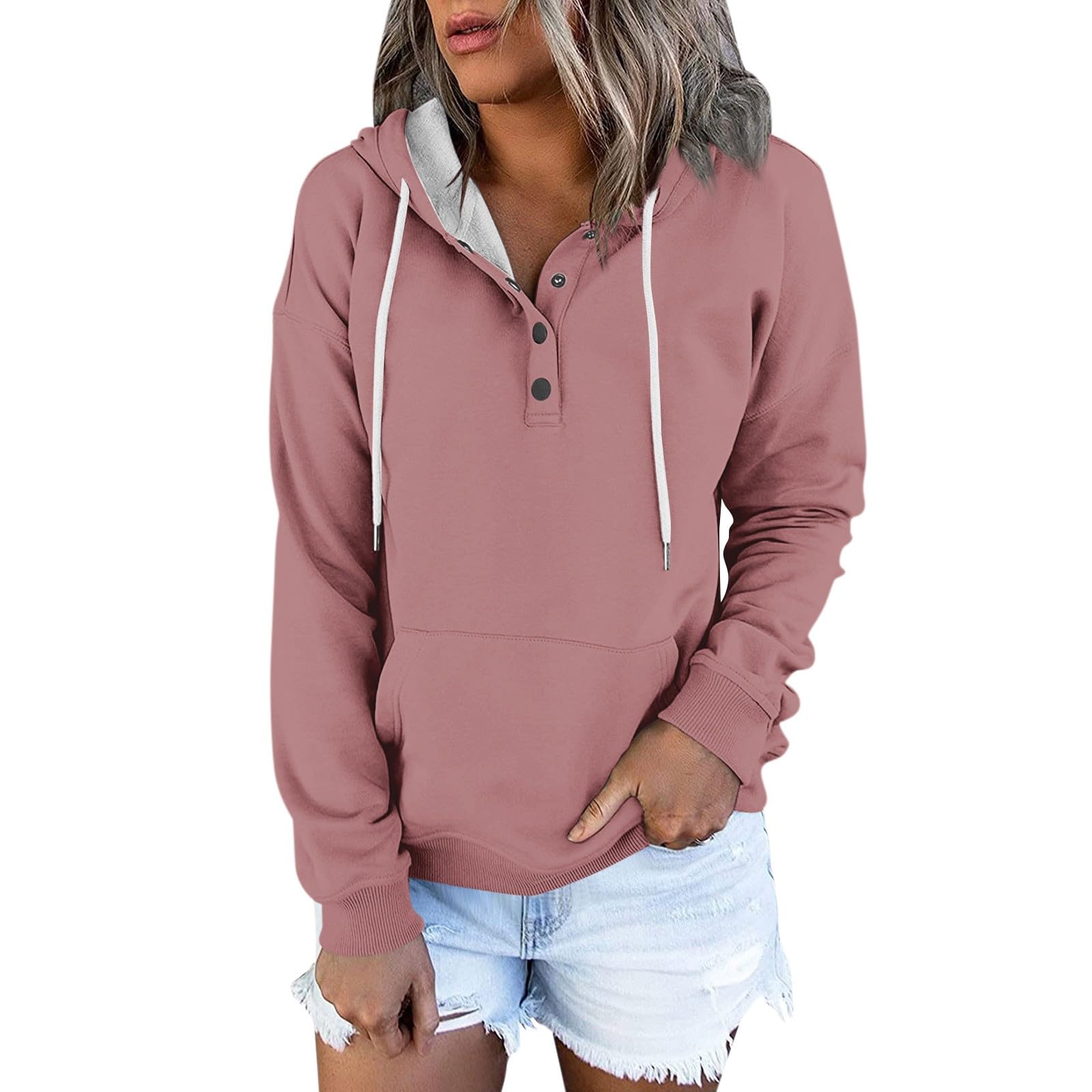 Hoodies for Women UK Pullover Hooded Sweatshirt Drawstring with Pocket Sweatshirts for Women UK Women's Fashion Hoodies & Sweatshirts