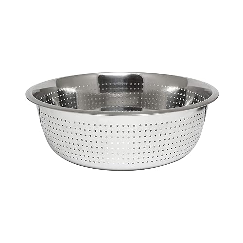 Thunder Group SLCIL15S Colador chino, 15.0 in (de) diámetro., redondo, perforado, 0.079 in agujeros, con borde, acero inoxidable. acabado tipo espejo