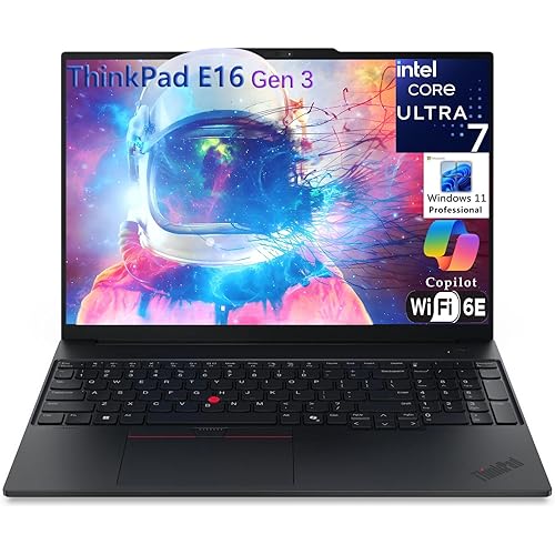 Lenovo ThinkPad E16 Gen 3 Laptop Computer for Business, Lifetime Office 365, Intel Ultra 7 255H, Arc 140T, 32GB DDR5 RAM, 2TB PCIe SSD, WiFi 6E, 16" FHD+, Webcam, Windows 11 Pro, Type C RJ45 Cable
