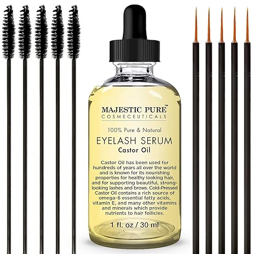 Majestic Pure, sérum de aceite de castor para el crecimiento de pestañas. Producto puro y orgánico favorece el crecimiento de las cejas y pestañas.