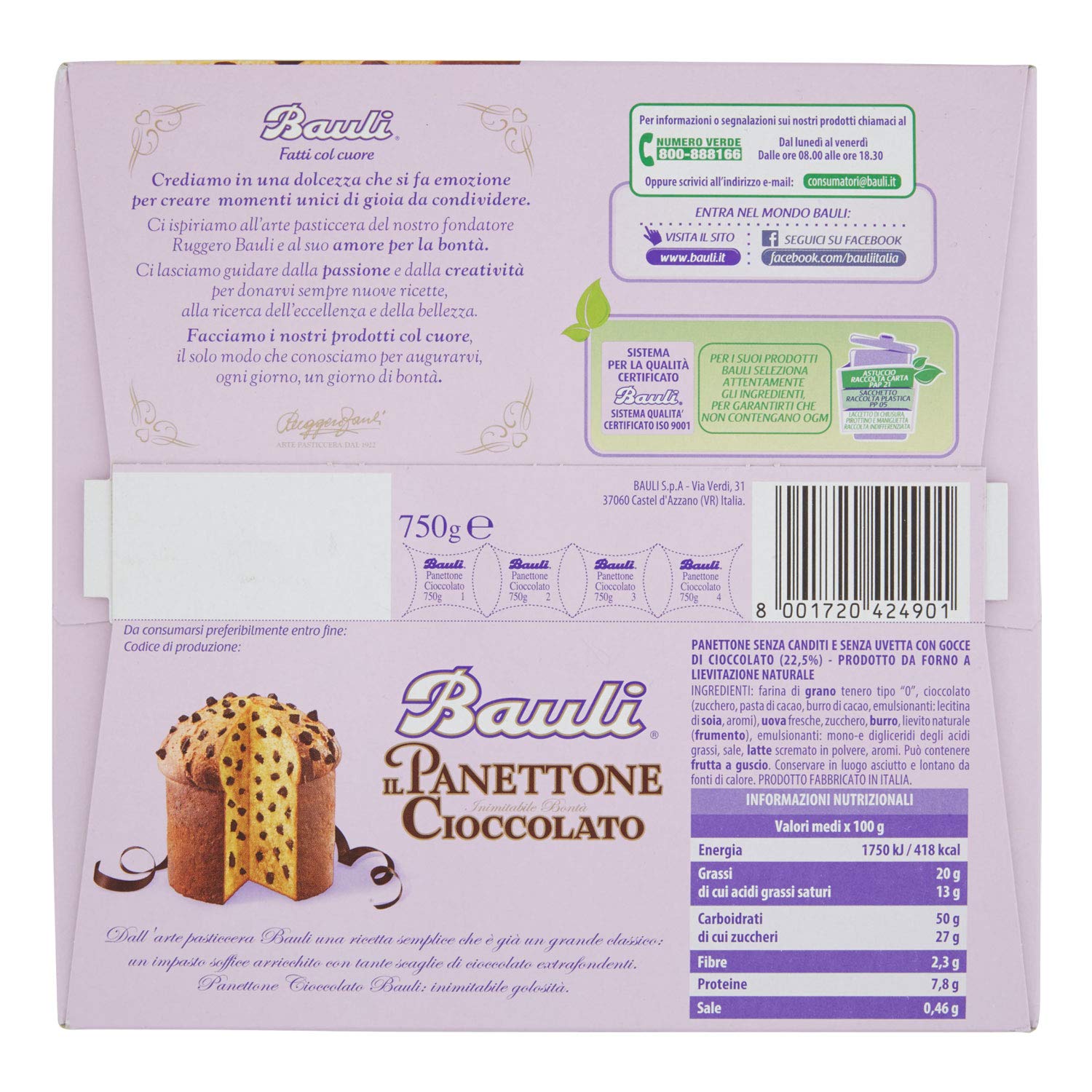 Bauli Panettone coiccolato 750gr