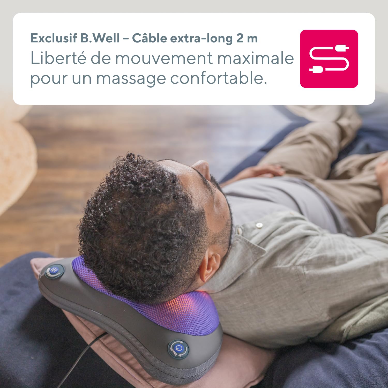 B.Well Swiss – Coussin de Massage Shiatsu MED-420 – 4 Têtes Rotatives 3D – Massage Nuque, Épaules et Dos – Chaleur 38-42 °C – 2 Vitesses – Rotation Bidirectionnelle – Idéal Cadeau Homme & Femme