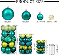 Vista 5 de XmasExp - Adornos de bola de Navidad colgantes irrompibles, juego de decoraciones para bolas de árbol de Navidad, 24 unidades (60 mm, verde)