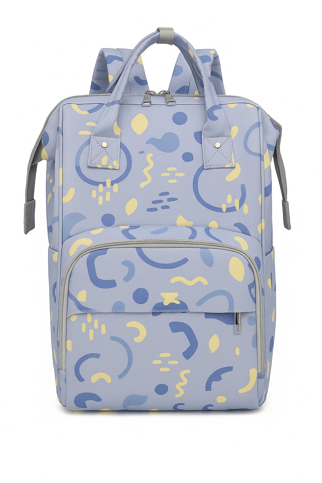 Shark Doo Doo® 30L Grey Printed Diaper Bag for Moms | Waterproof Travel Maternity Backpack | Baby Hospital Bag with Multipockets & Insulated Bottle Compartment | Lightweight | 33x24x17 cm-image-0