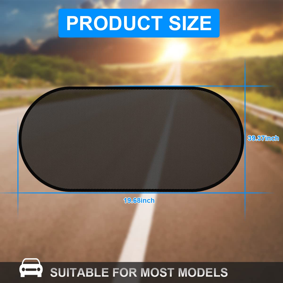 Rear Window Sunshade with Suction Cup, Sunlight Shield Mesh Cover, Sun Protection Block UV Rays for Facing Car Seats, Universal Car Accessories for Baby, Pets, Children (Black/Rear)