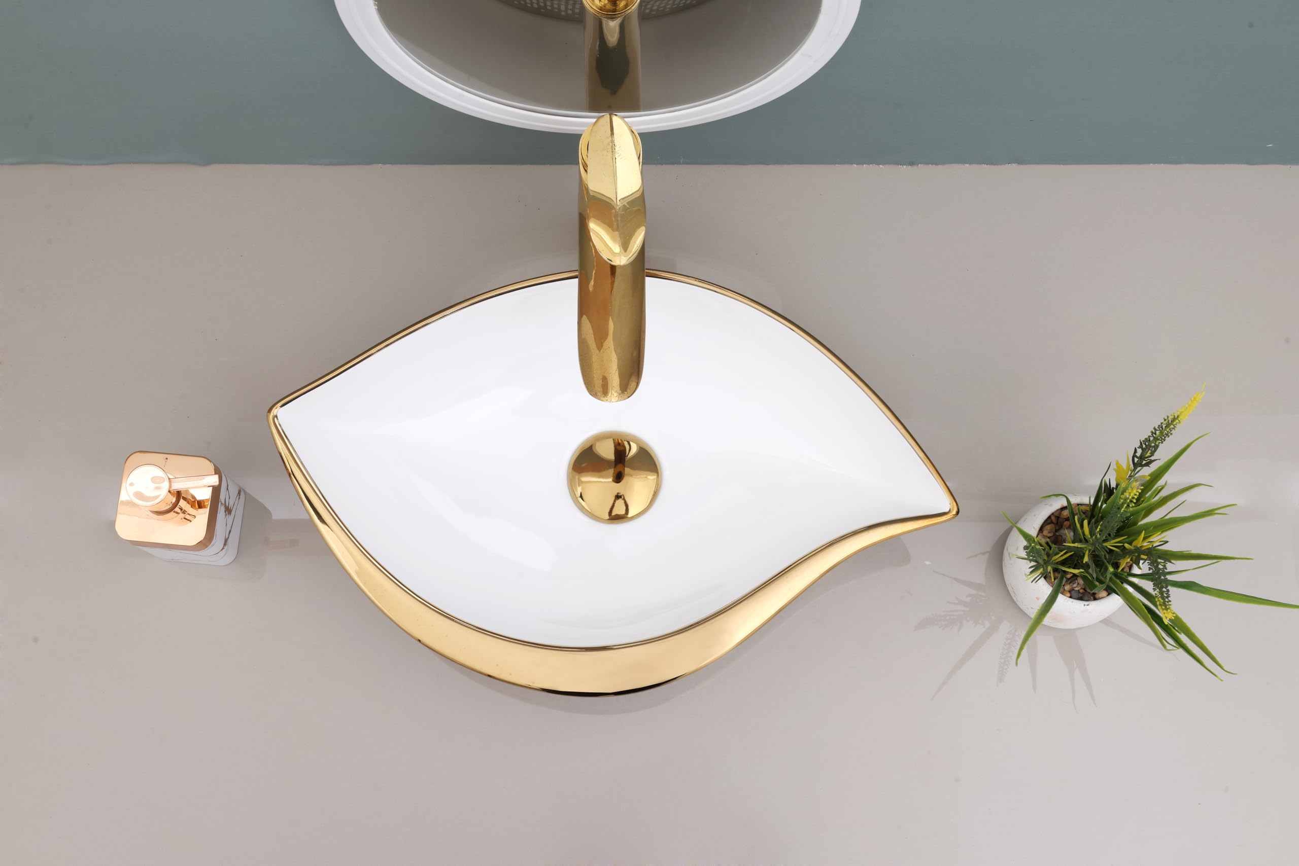 HISRE Wash Basin For Bathroom | Over Counter Top Wash Basin For Living Room | Washbasin Countertop Slim rim Vessel Sink (Style - B), photo 4 of 4