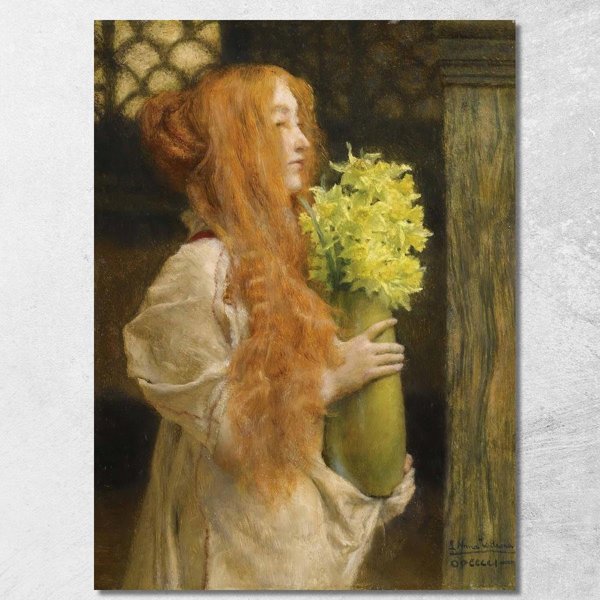Tableau imprimé sur toile Fine Art Fleurs de printemps Lawrence Alma-Tadema encadré