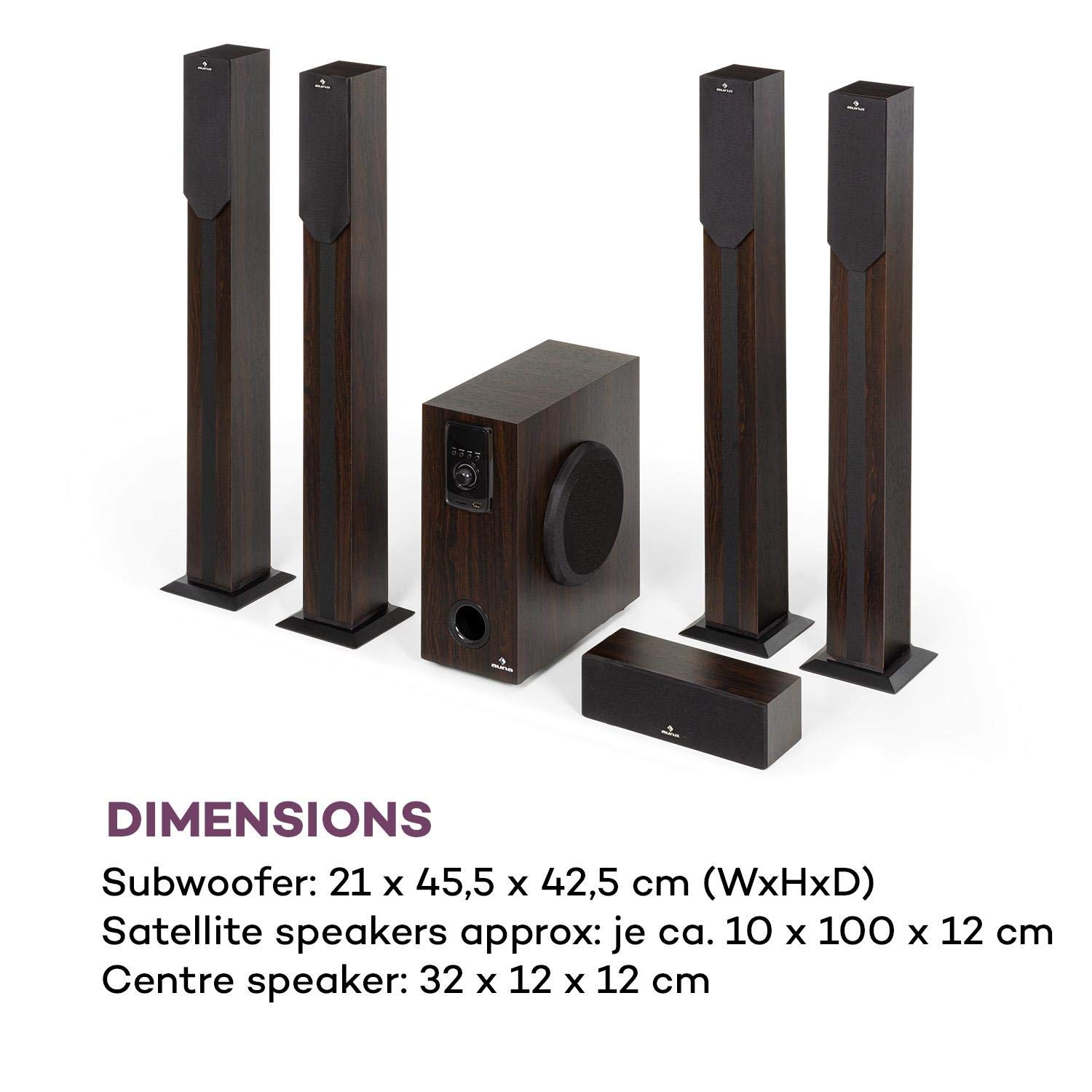 auna Areal Elegance 5.1 Surround Sound System, Speaker System with