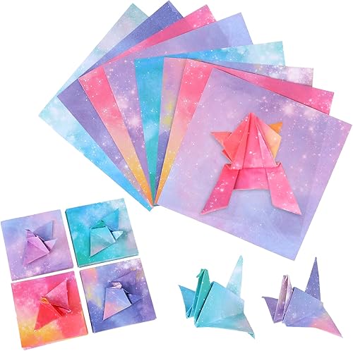Miniatura 8 de Juego de 400 hojas de papel de origami de 3.75 pulgadas, cuadrado de doble cara, cielo estrellado, papel de origami, espacio exterior, patrón de