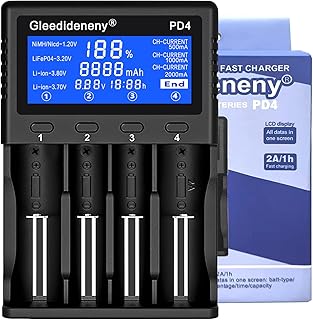 Gleedideneny 18650 Battery Charger,LCD Display Universal Charger for Rechargeable 26650 20700 18650 18350 17670 17500 16340(RCR123) 14500 AA AAA SC C Size Batteries