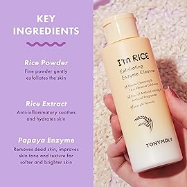 TONYMOLY Im Rice Exfoliating Enzyme Cleanser - Rice Powder Face Wash & Papaya Enzyme Scrub, Gentle AHA Brightening Mask for Smooth Radiant Skin, 50g