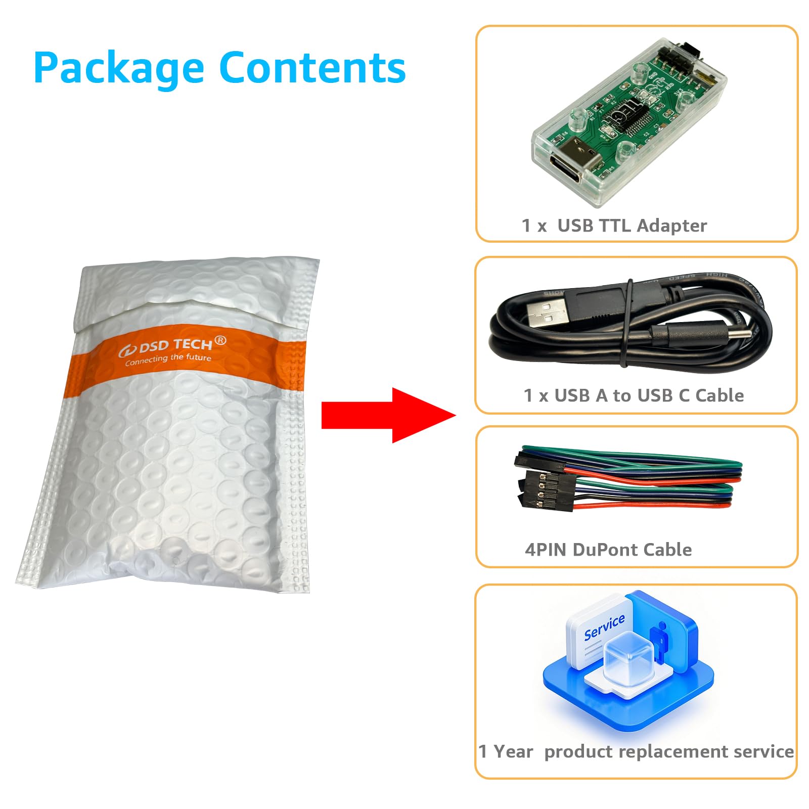 DSD TECH SH-U09F2 Adattatore da USB-C a TTL UART con chip FTDI per microcontrollore Arduino ESP32