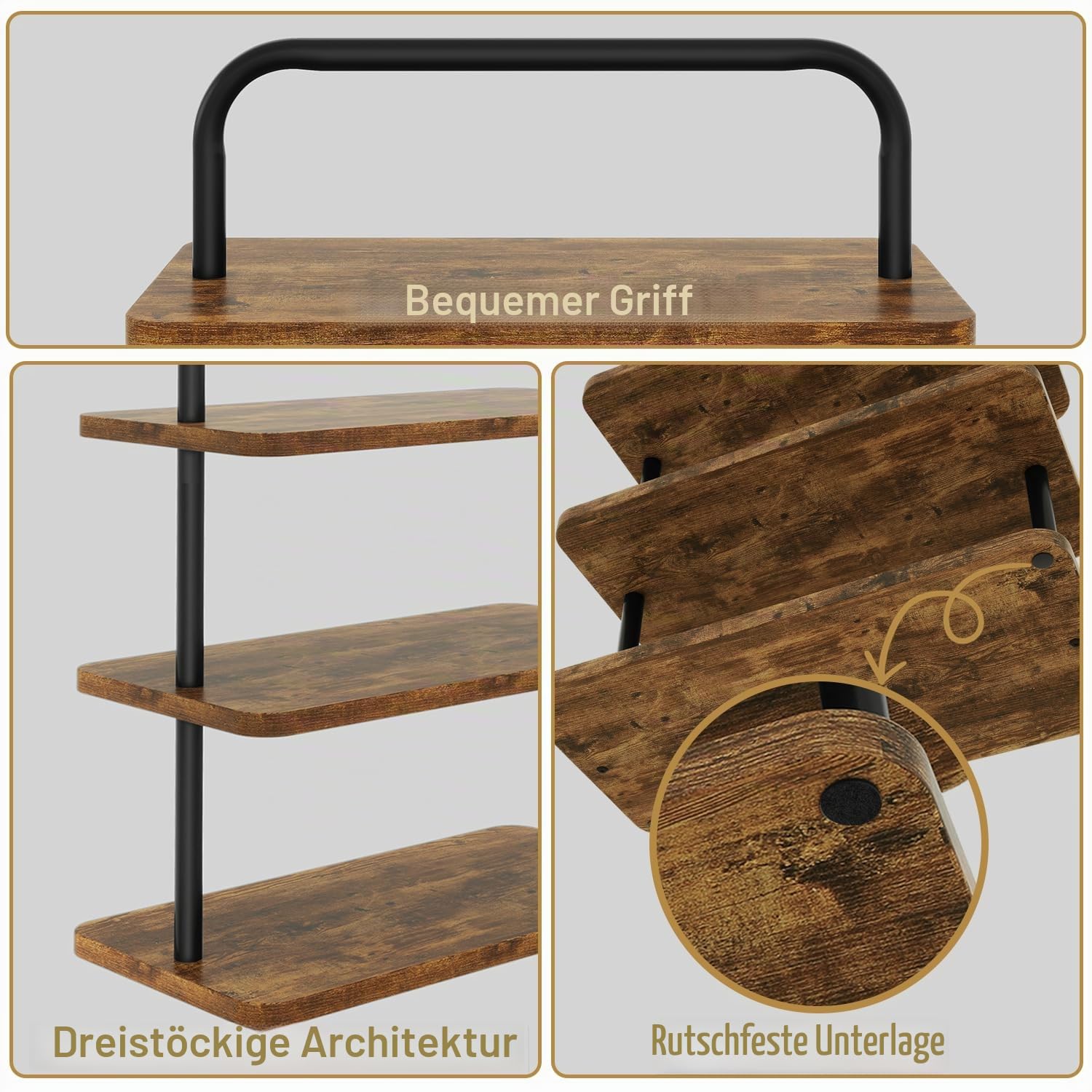 IBUYKE Tortenständer,Cupcake Ständer mit 3 Ebenen,2er Set,Braun TLJ013H-2 | Cupcake Turm Dessertständer Display Kuchenständer Gebäckständer für Hochzeit Party Babyparty Geburtstag