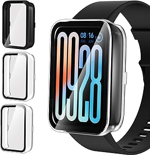 iVoler 3 Pièces Coque avec Protection écran en Verre Trempé pour Xiaomi Smart Band 9 Pro (Pas pour Xiaomi Mi Band 9), Couverture Complète Étui de Protection Anti-Rayures Housse, 2 Transparent + 1 Noir