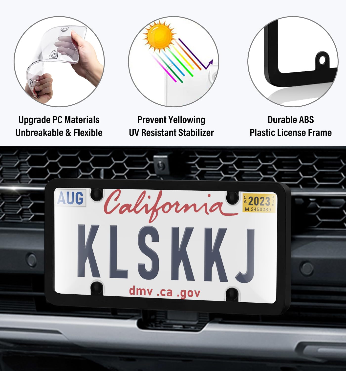Paquete de 2 Cubiertas y Marcos Transparentes para matrícula, Soporte para Placas de matrícula de automóvil Que se Adapta a Cualquier Placa estándar de Estados Unidos con Tapas de Tornillos