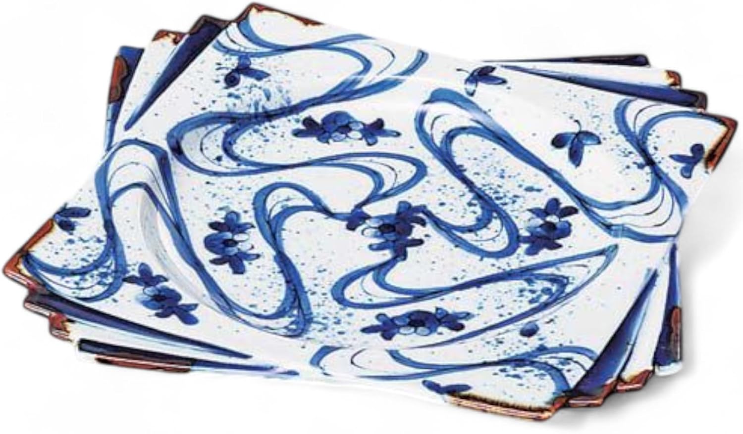 匠美風 有田焼 20cm 皿 染付流水紙敷正角皿 日本製