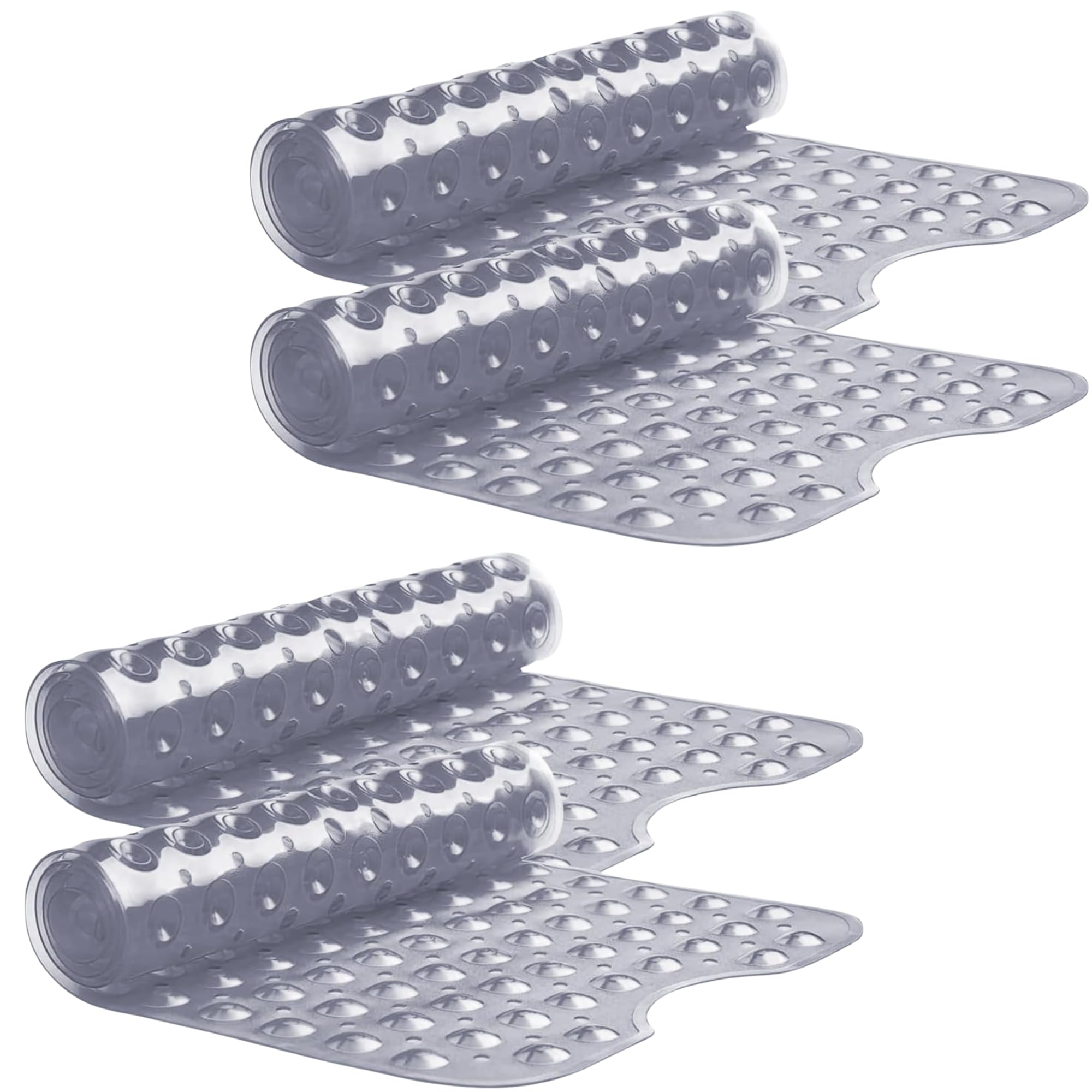 MOONLIGHT20015 Non Slip Shower Bath Mat 4 Pack – Anti Mould & Mildew PVC Bathroom Mats with Suction Cups, Drain Holes, Machine Washable, Ideal for Bulk & Wholesale Use (70x38cm, grey)