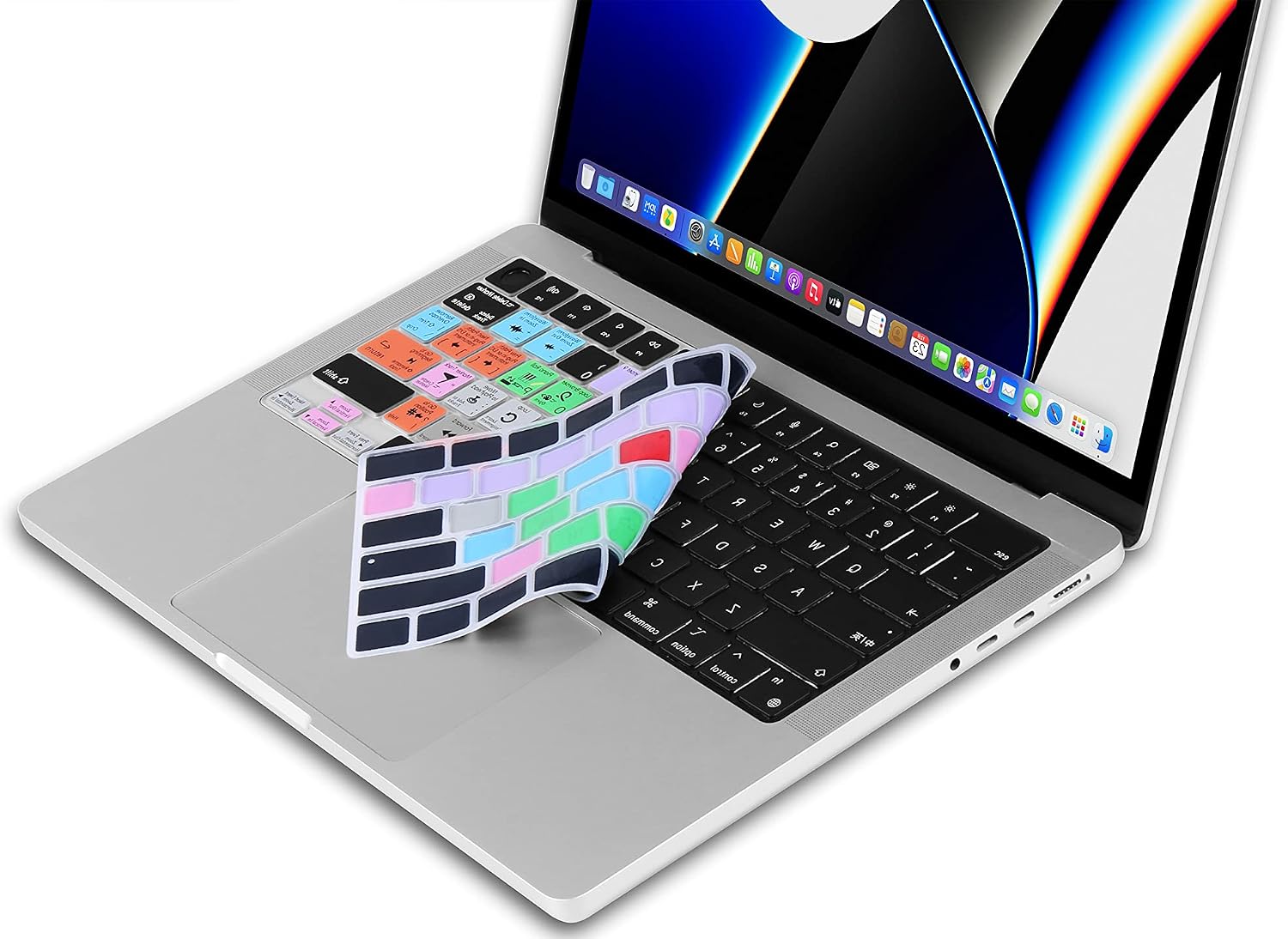 XSKN Logic Pro Function Shortcuts Hotkeys US Version Silicone Keyboard Cover Skin for 2021 MacBook Pro M1 Pro / M1 MAX Chip 14.2 inch with Touch ID A2442 16.2 inch with Touch ID A2485 SHK-398