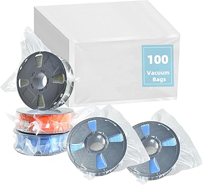 24 – XIFOWE 100Pcs 3D Filament Storage Bags Electric Pump Kit, PET Dry Vacuum Sealer Bags for Storing Items Such as 3D Printer Filament Less Than…