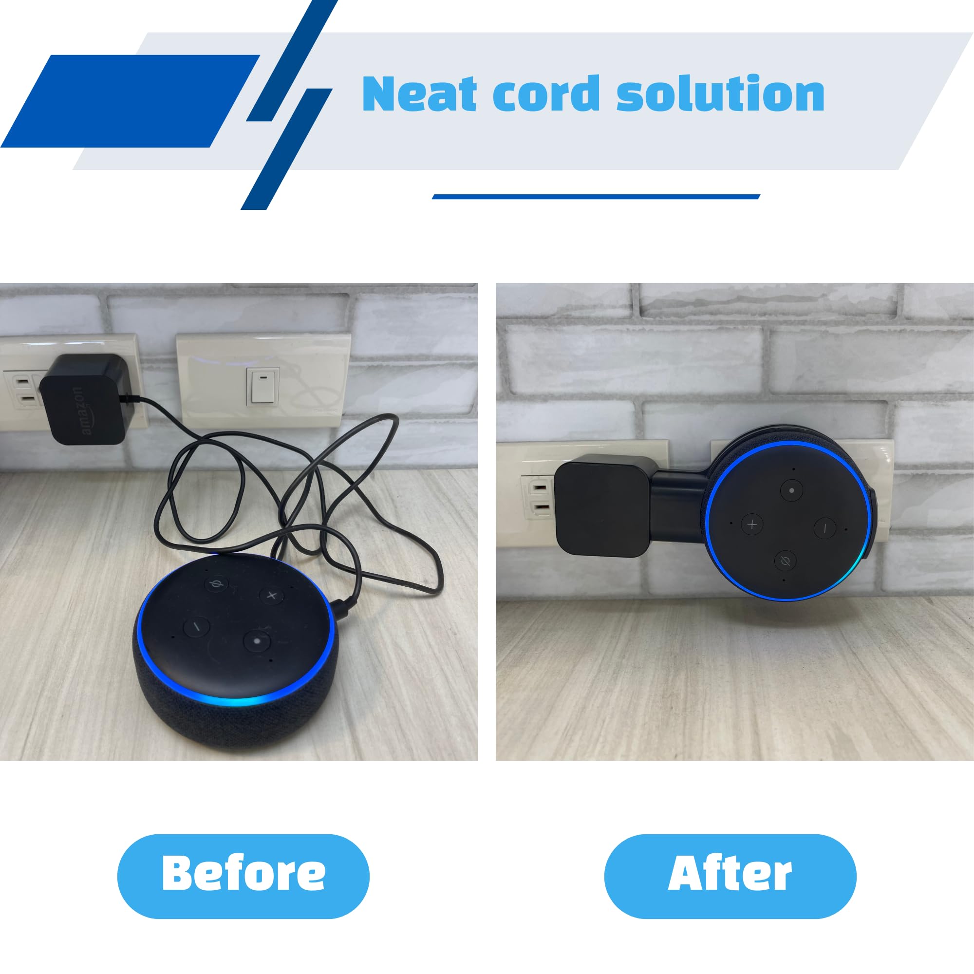 Sintron Supporto da Parete per Dot 3, Google Mini Altoparlante Intelligente, Staffa Salvaspazio, Nero