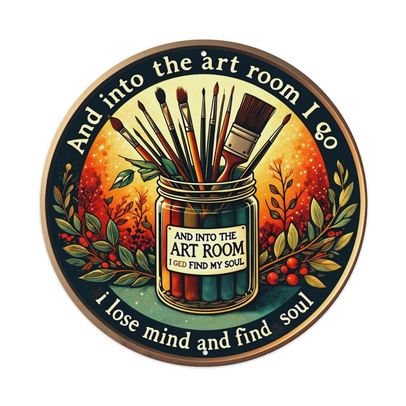 Art Room Soul Journey Paintbrushes Metal Tin Sign Plaque